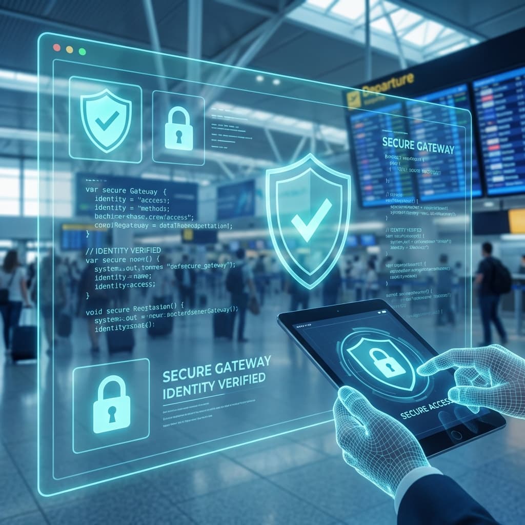 Digital security verification at airport with trust and safety protocols